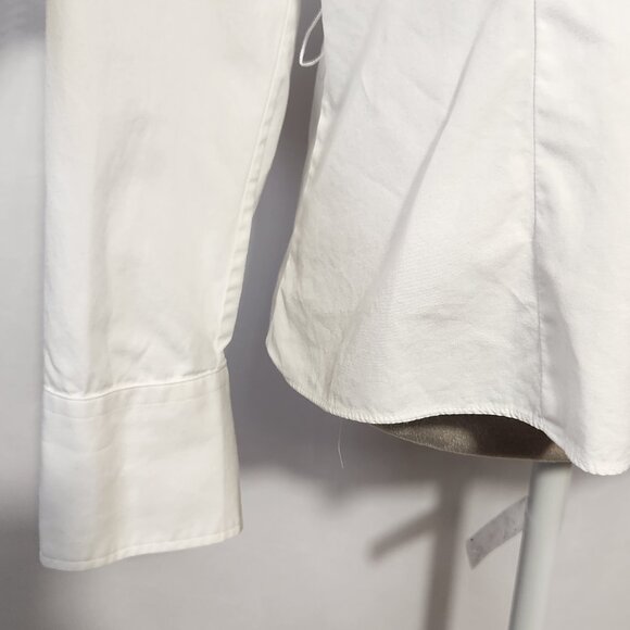 Lauren Ralph Lauren Women's Large White Ruffle Deep V Neck Long Sleeve Wrap Top - Picture 5 of 14